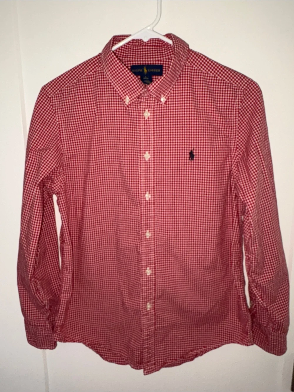 NWOT Ralph Lauren gingham check button down shirt sz L 14/16